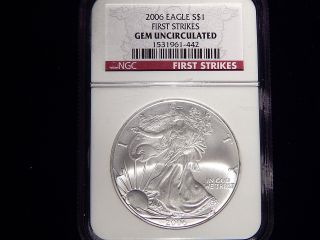Ngc 2006 Silver American Eagle “first Strike” - Gem Unc photo
