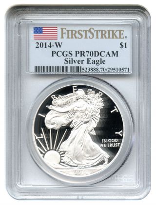 2014 - W Silver Eagle $1 Pcgs Proof 70 Dcam (first Strike) Ase photo