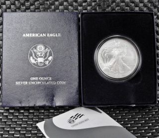 Silver Eagle 1oz.  999 Fine Silver Coin 2007 W Uncirculated With photo