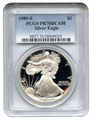 1989 - S Silver Eagle $1 Pcgs Proof 70 Dcam American Eagle Silver Dollar Ase photo