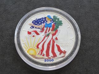 2000 Walking Liberty American Silver Eagle Bu Painted C0252l photo
