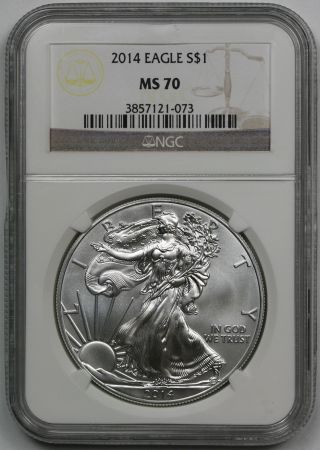 2014 Silver Eagle $1 Ms 70 Ngc Brown Label photo
