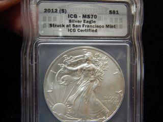 2012 U.  S.  Silver Eagle - - Icg - Ms70 - - Coin - - - - - J12 photo