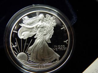 1997 - P American Silver Eagle - - Proof Coin - With - Real Coin - - - M2 photo