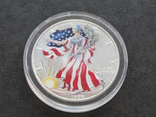 1999 Walking Liberty American Silver Eagle Bu Painted C0255 photo