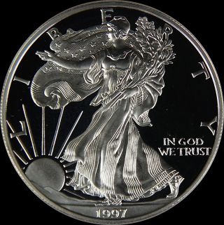 1997 - P 1 Oz Proof Silver American Eagle & photo