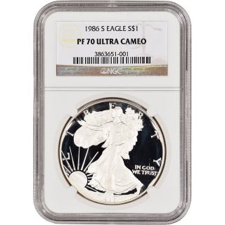 1986 - S American Silver Eagle Proof - Ngc Pf70 Ucam photo