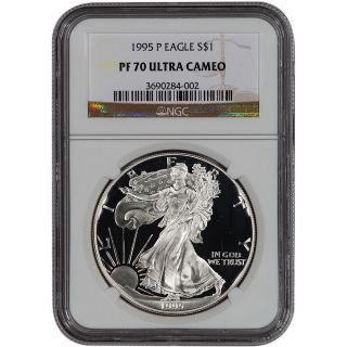 1995 - P American Silver Eagle Proof - Ngc Pf70 Ucam photo