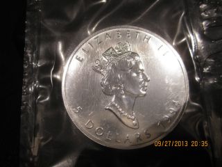 1994 Canadian $5 Silver Maple Leaf 1 Oz Rcm 