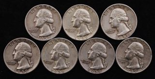 7 Qty. . .  1959 Denver Silver Quarter Dollars Circulated photo