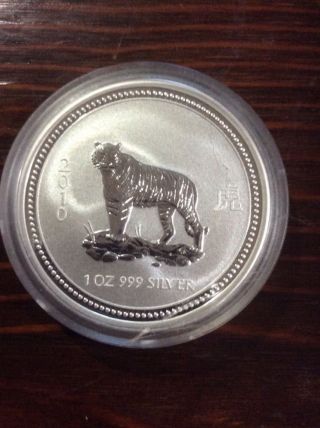 2010 1 Oz Silver Australian Lunar Tiger Proof Coin photo