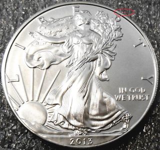 2013 American Eagle Silver Coin {unc} 1 Oz.  999 Fine Silver Bullion Round photo