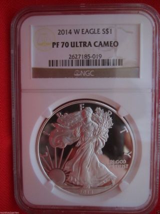 2014 American Silver Eagle Proof Pf70 Ultra Cameo Ngc Brown Label photo