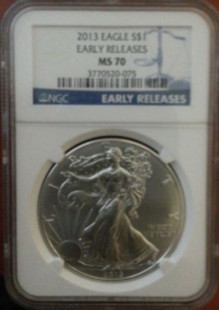 2013 S Early Release Ngc Ms70 Silver Eagle photo