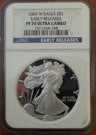 2007 W Ngc Pf70 Ultra Cameo Er Silver Eagle photo