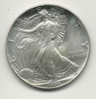1994 Ungraded 1 Oz Silver American Eagle Dollar photo