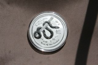 2013 2 Oz Silver Australian Lunar Year Of The Snake Coin photo