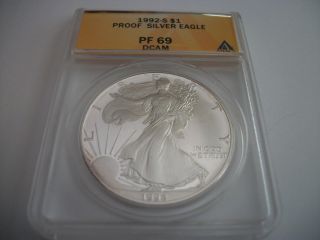 1992 - S Proof Silver Eagle,  Pf 69 Dcam photo