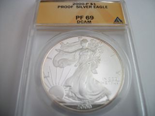 2000 - P Proof Silver Eagle,  Pf 69 Dcam photo