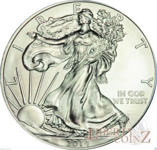 One 2014 Liberty American Silver Eagle.  999 Fine Silver Coin Gem Bu One Troy Oz photo