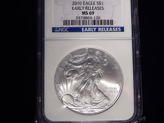 Ngc 2010 Silver American Eagle “early Release” - Ms69 photo