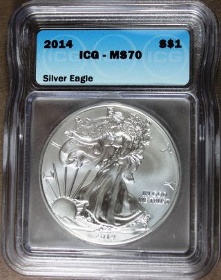 2014 American Silver Eagle,  Icg Certified Ms70 Flawless & Sd568 photo