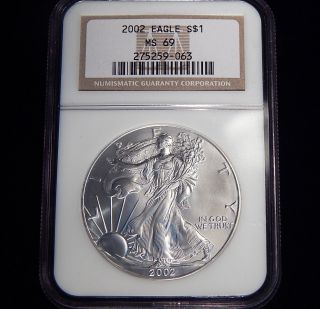 Ngc 2002 Silver American Eagle “ms69” - photo