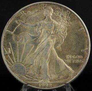 1992 American Silver Eagle - 1ozt.  999 Fine Dollar Ase Investment Coin Usa photo