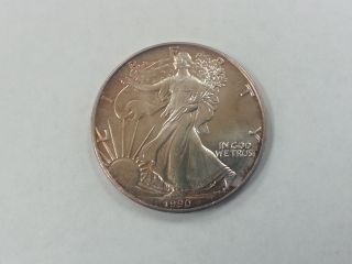 1990 1oz Silver American Eagle ' Walking Liberty ' Us Silver Dollar Toned photo