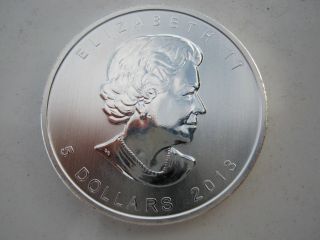 2013 Canadian Five Dollar Silver Coin.  Maple Leaf Series Very Bright photo