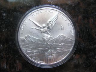 Mexico Silver Onza,  Troy Ounce Of Silver,  2010,  Libertad Bullion Mexican Coin photo