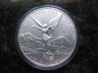 Mexico Silver Onza,  Troy Ounce Of Silver,  2010,  Libertad Bullion Mexican Coin photo