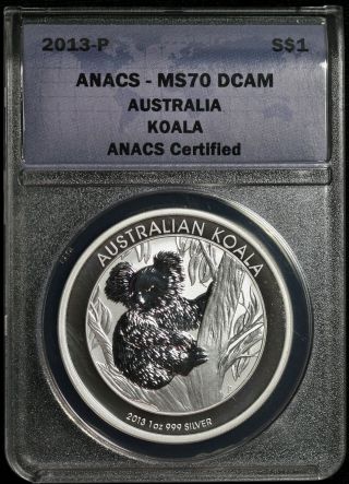 2013 - P Anacs Ms - 70 Dcam Australia Koala Silver Dollar Ncn674 photo
