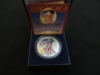 2000 - P Full Color Walking Liberty 1$ Fine Silver Round In Proof photo
