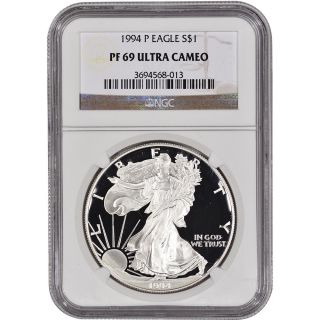 1994 - P American Silver Eagle Proof - Ngc Pf69 Ucam photo