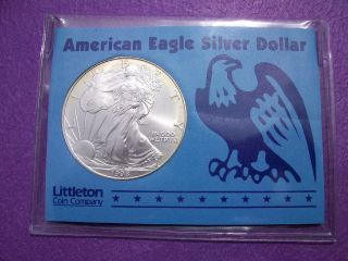 1998 American Eagle Silver Dollar,  1 Oz. .  999 Pure Silver Uncirculated Brilliant photo