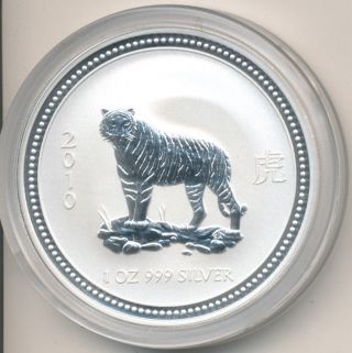 2007 Australia $1 Silver Lunar Series - 2010 Year Of The Tiger - 999 Fine Silver photo