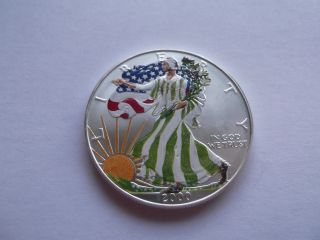 2000 American Silver Eagle,  Colorized Both Sides - Spring Theme photo