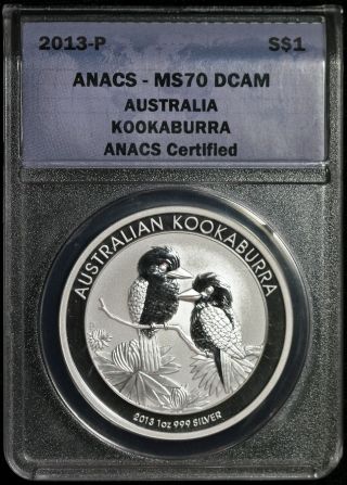 2013 - P Anacs Ms - 70 Dcam Australia Kookaburra Silver Dollar Ncn680 photo