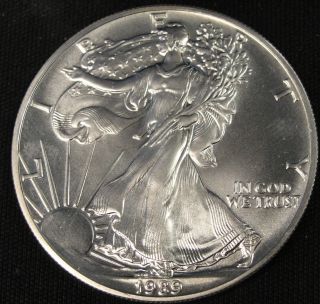 1989 American Silver Eagle Bullion Coin Key Date Choice Gem Bu Nr photo