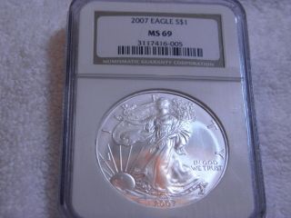 2007 American Silver Eagle Ngc Ms 69 /bonus photo