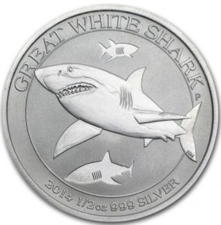 1/2 Ounce.  999 Fine Silver Coin Great White Shark Perth Bullion Limited photo