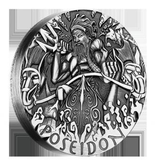 2014 Gods Of Olympus - Poseidon 2oz Silver High Relief Coin - Perth photo