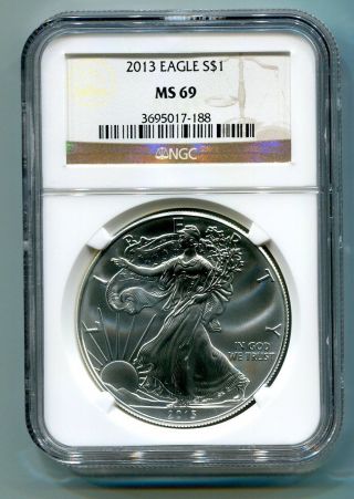 2013 American Silver Eagle Ngc Ms69 Brown /gold Label Premium Quality Fast Ship photo