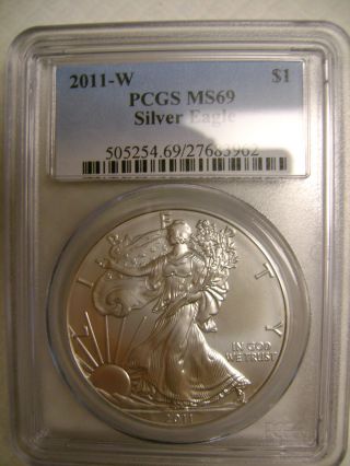 2011 - W Burnished Silver American Eagle Pcgs Ms69 photo