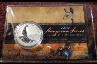 2013 1 Oz Australian Silver Kangaroo (in Display Card) Bu.  999% Silver photo