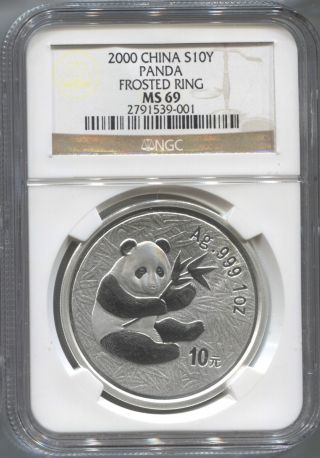 2000 Frosted Ringsilver Panda Ngc Ms - 69 photo