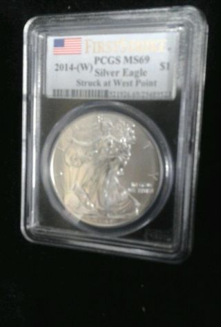 2014 (w) Silver American Eagle - Ms - 69 Pcgs - First Strike photo