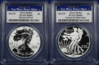 2013 - W West Point Silver Eagle Reverse Pf69/ms69 Pcgs First Strike photo