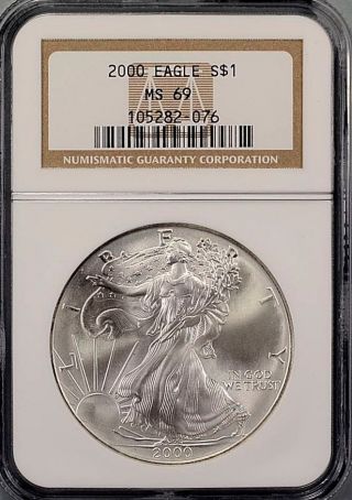 2000 Silver American Eagle Ngc Ms69 Gem Quality photo